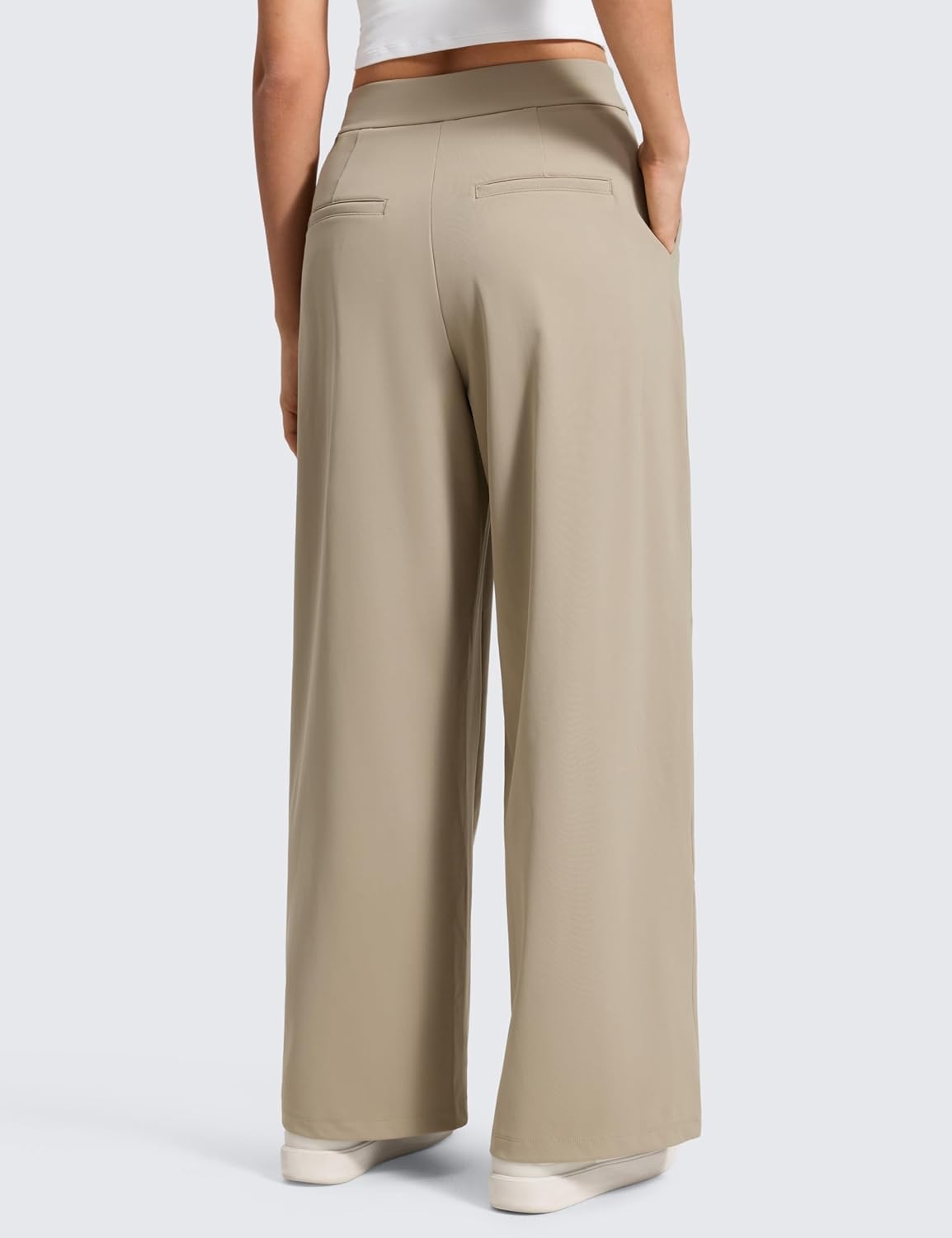 image:imageCRZ YOGA 4Way Stretch Wide Leg Work Pants for Women 295 Bussiness Casual Trousers with PocketsOak