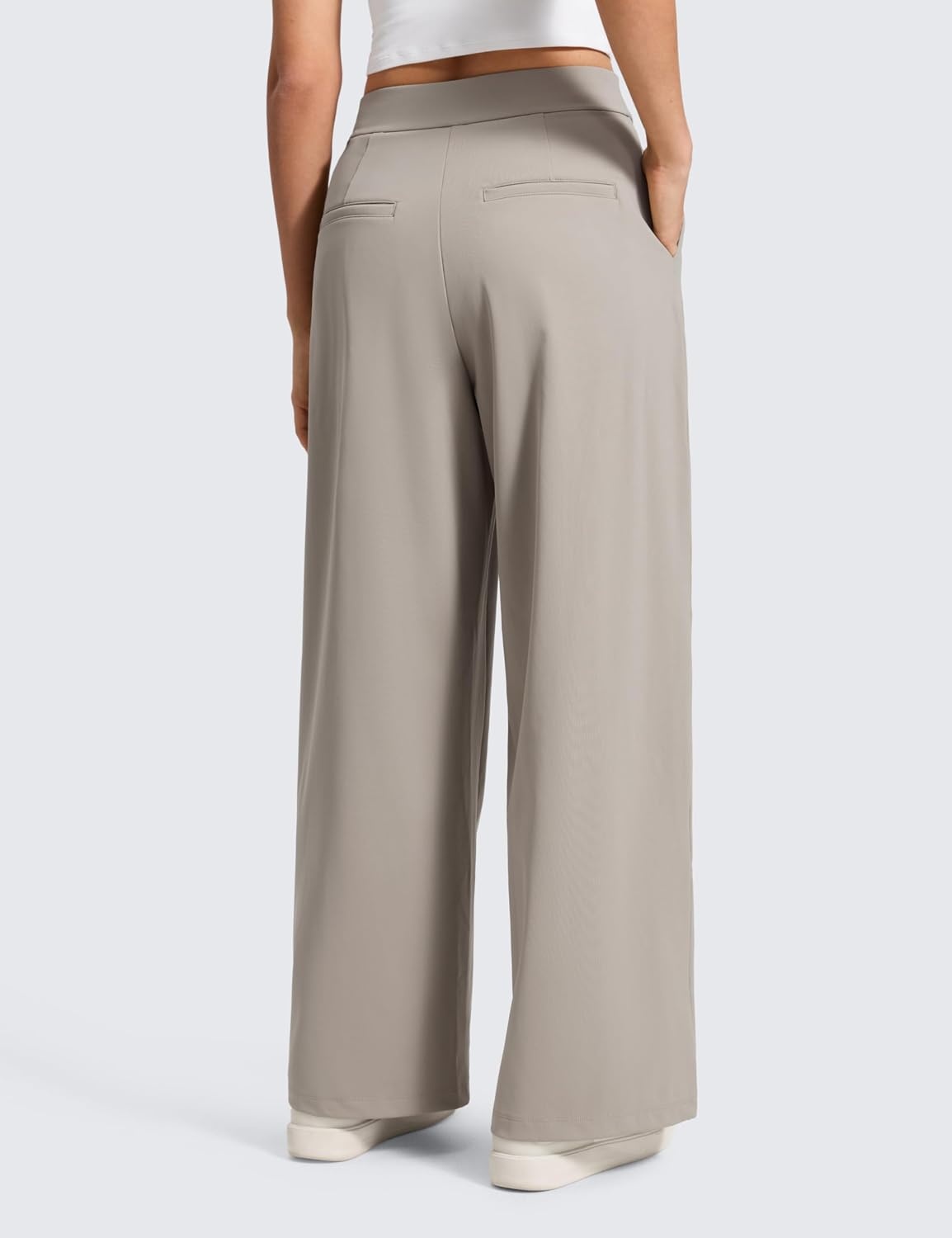 image:imageCRZ YOGA 4Way Stretch Wide Leg Work Pants for Women 295 Bussiness Casual Trousers with PocketsStone