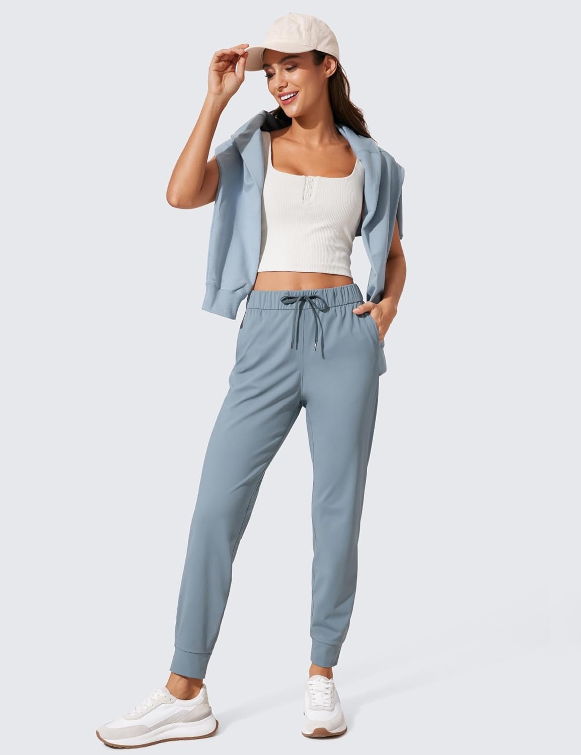 image:imageCRZ YOGA 4Way Stretch Workout Joggers for Women 28 Casual Travel Athletic Pants with PocketsBelgian Blue