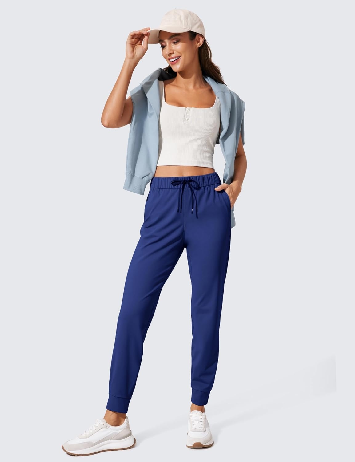 image:imageCRZ YOGA 4Way Stretch Workout Joggers for Women 28 Casual Travel Athletic Pants with PocketsLarkspur Blue