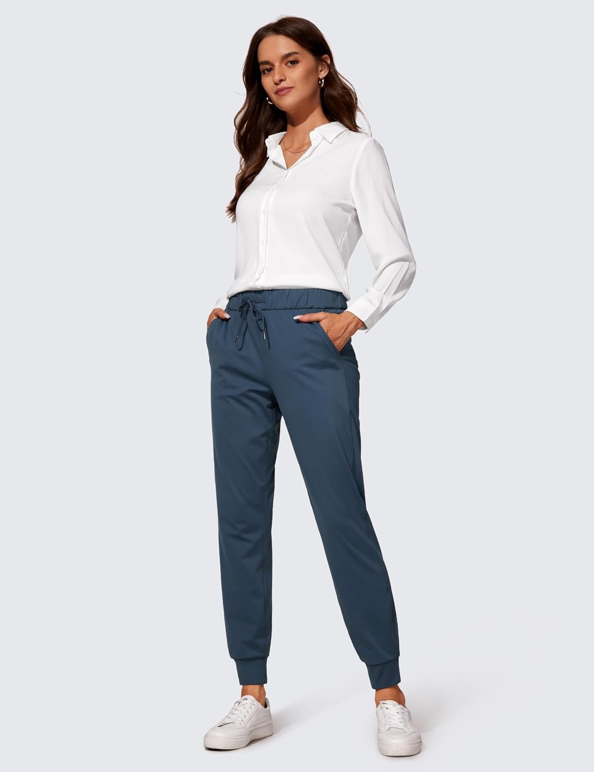 image:imageCRZ YOGA 4Way Stretch Workout Joggers for Women 28 Casual Travel Athletic Pants with PocketsSlate Blue
