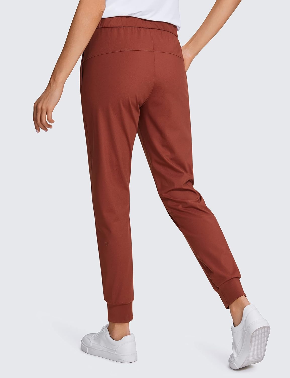 image:imageCRZ YOGA 4Way Stretch Workout Joggers for Women 28 Casual Travel Athletic Pants with PocketsThe Cognac Brown