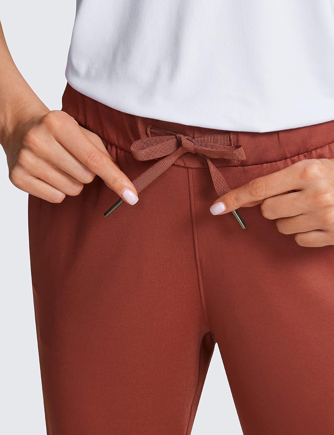 image:imageCRZ YOGA 4Way Stretch Workout Joggers for Women 28 Casual Travel Athletic Pants with PocketsThe Cognac Brown