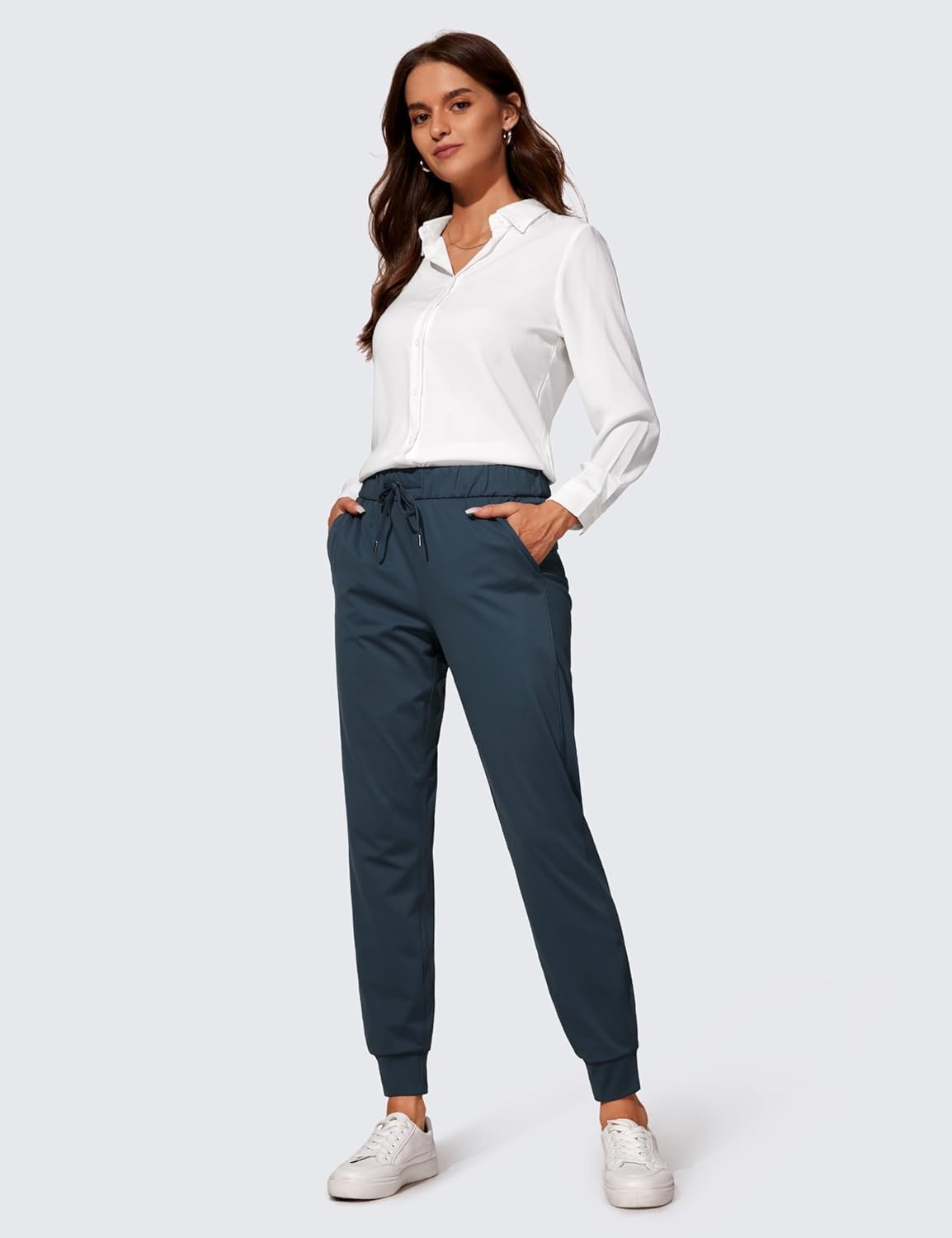 image:imageCRZ YOGA 4Way Stretch Workout Joggers for Women 28 Casual Travel Athletic Pants with PocketsTrue Navy