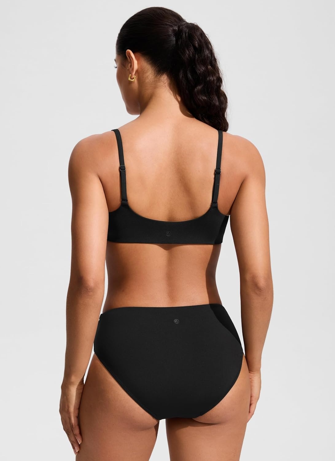 image:imageCRZ YOGA AC Scoop Neck Bikini Tops for Women Padded Adjustable Bathing Swimsuit Spaghetti Straps Swim Sports BraBlack