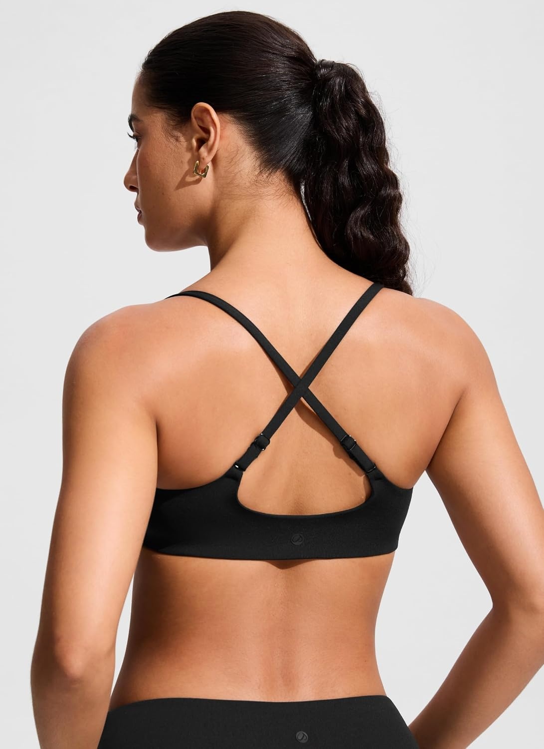 image:imageCRZ YOGA AC Scoop Neck Bikini Tops for Women Padded Adjustable Bathing Swimsuit Spaghetti Straps Swim Sports BraBlack