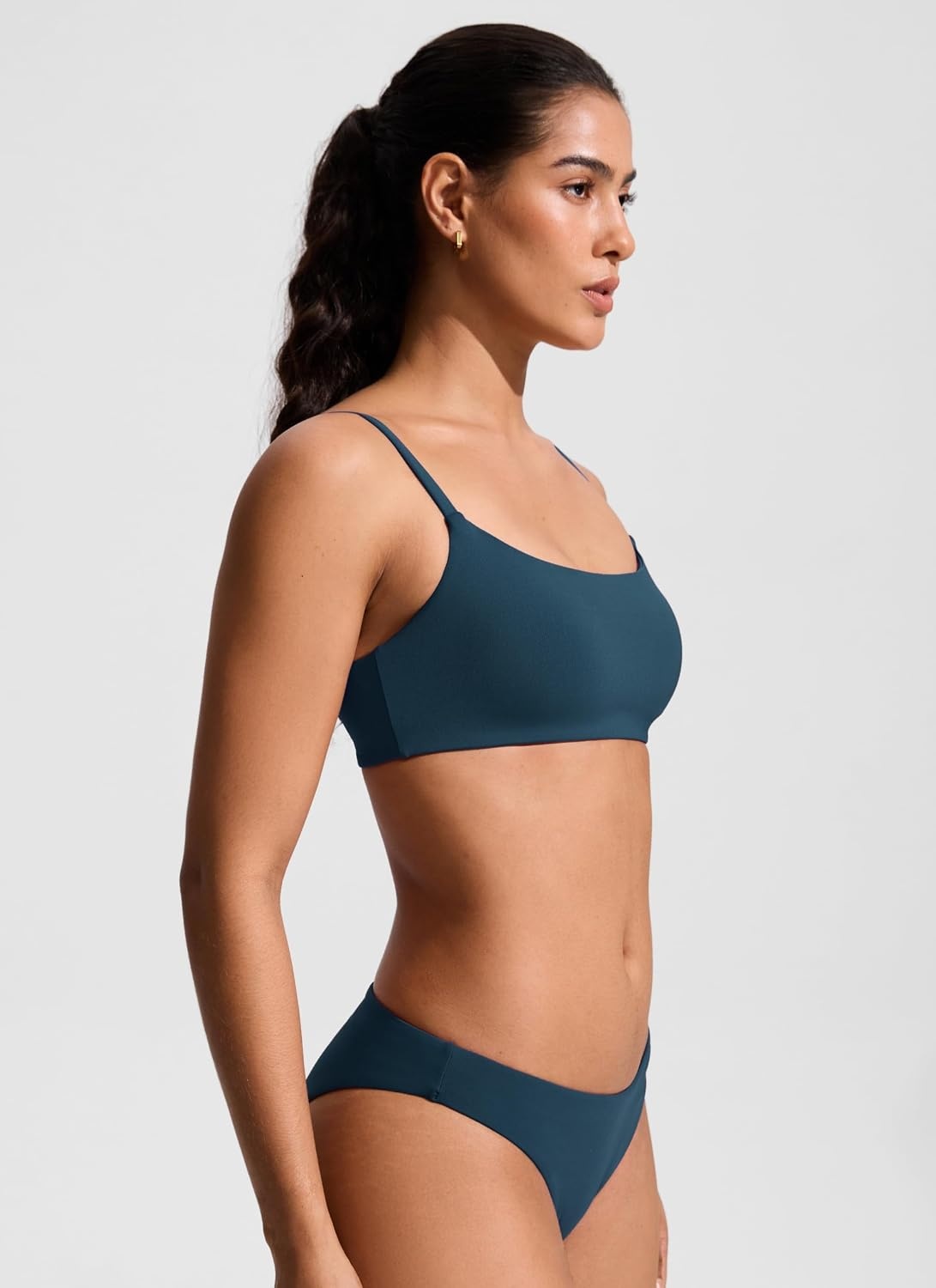 image:imageCRZ YOGA AC Scoop Neck Bikini Tops for Women Padded Adjustable Bathing Swimsuit Spaghetti Straps Swim Sports BraInsignia Blue