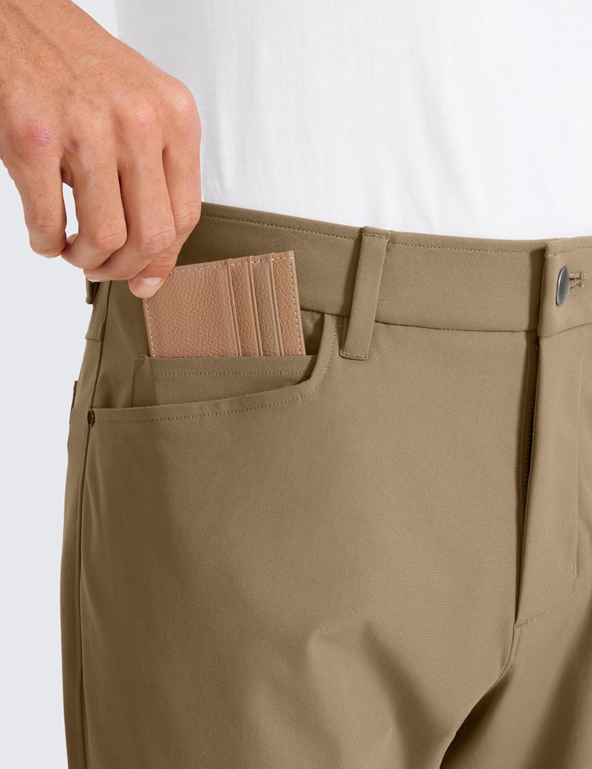 image:imageCRZ YOGA All Day Comfy 5Pocket Golf Pants for Men Quick Dry Lightweight Casual Work Stretch TrousersArtifact Brown