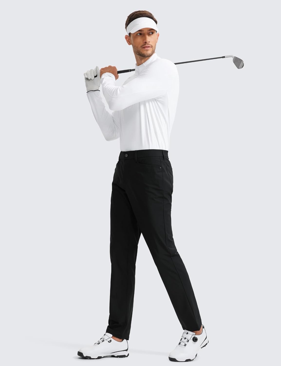 image:imageCRZ YOGA All Day Comfy 5Pocket Golf Pants for Men Quick Dry Lightweight Casual Work Stretch TrousersBlack