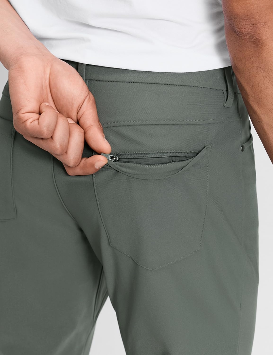 image:imageCRZ YOGA All Day Comfy 5Pocket Golf Pants for Men Quick Dry Lightweight Casual Work Stretch TrousersGrey Sage