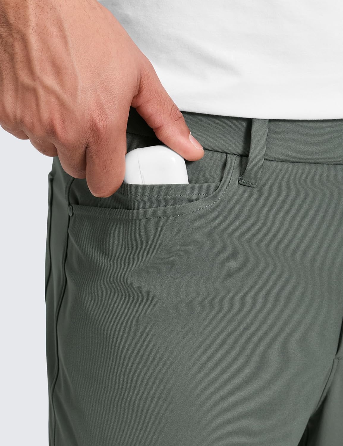 image:imageCRZ YOGA All Day Comfy 5Pocket Golf Pants for Men Quick Dry Lightweight Casual Work Stretch TrousersGrey Sage