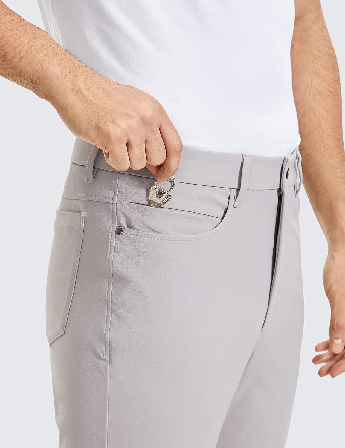 image:imageCRZ YOGA All Day Comfy 5Pocket Golf Pants for Men Quick Dry Lightweight Casual Work Stretch TrousersGull Gray