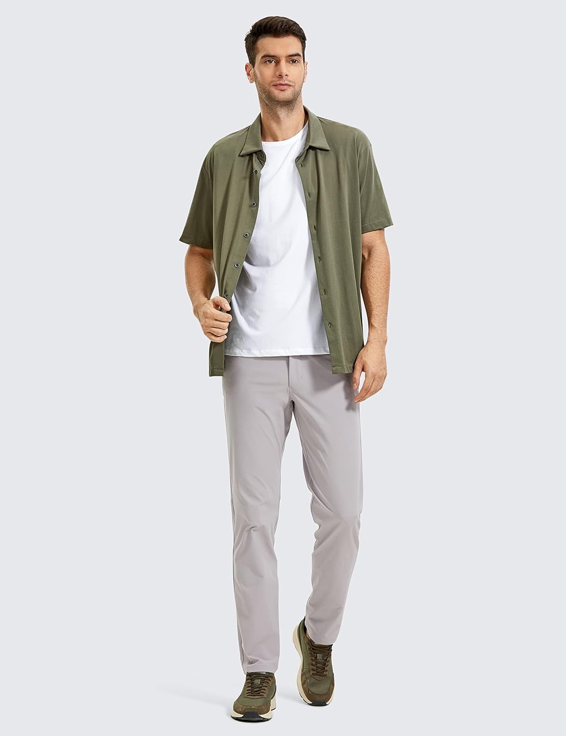 image:imageCRZ YOGA All Day Comfy 5Pocket Golf Pants for Men Quick Dry Lightweight Casual Work Stretch TrousersGull Gray