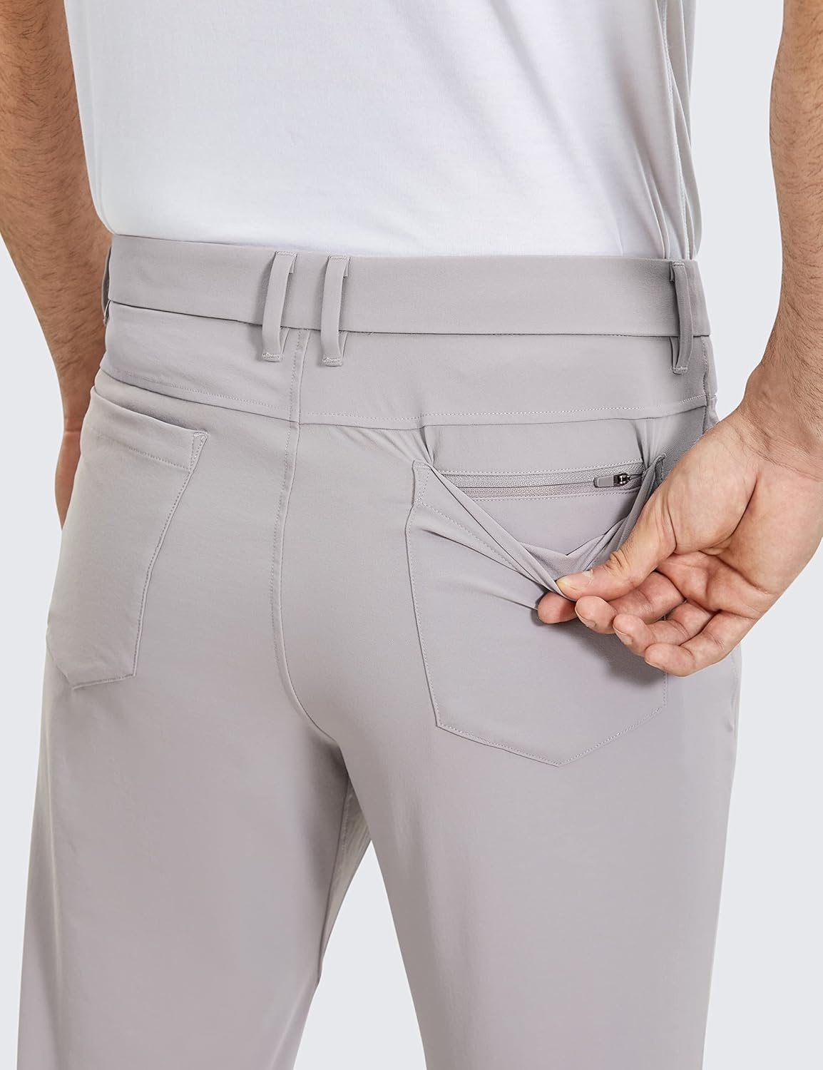 image:imageCRZ YOGA All Day Comfy 5Pocket Golf Pants for Men Quick Dry Lightweight Casual Work Stretch TrousersGull Gray