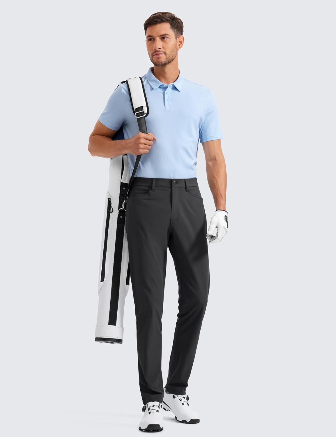 image:imageCRZ YOGA All Day Comfy 5Pocket Golf Pants for Men Quick Dry Lightweight Casual Work Stretch TrousersInk Gray