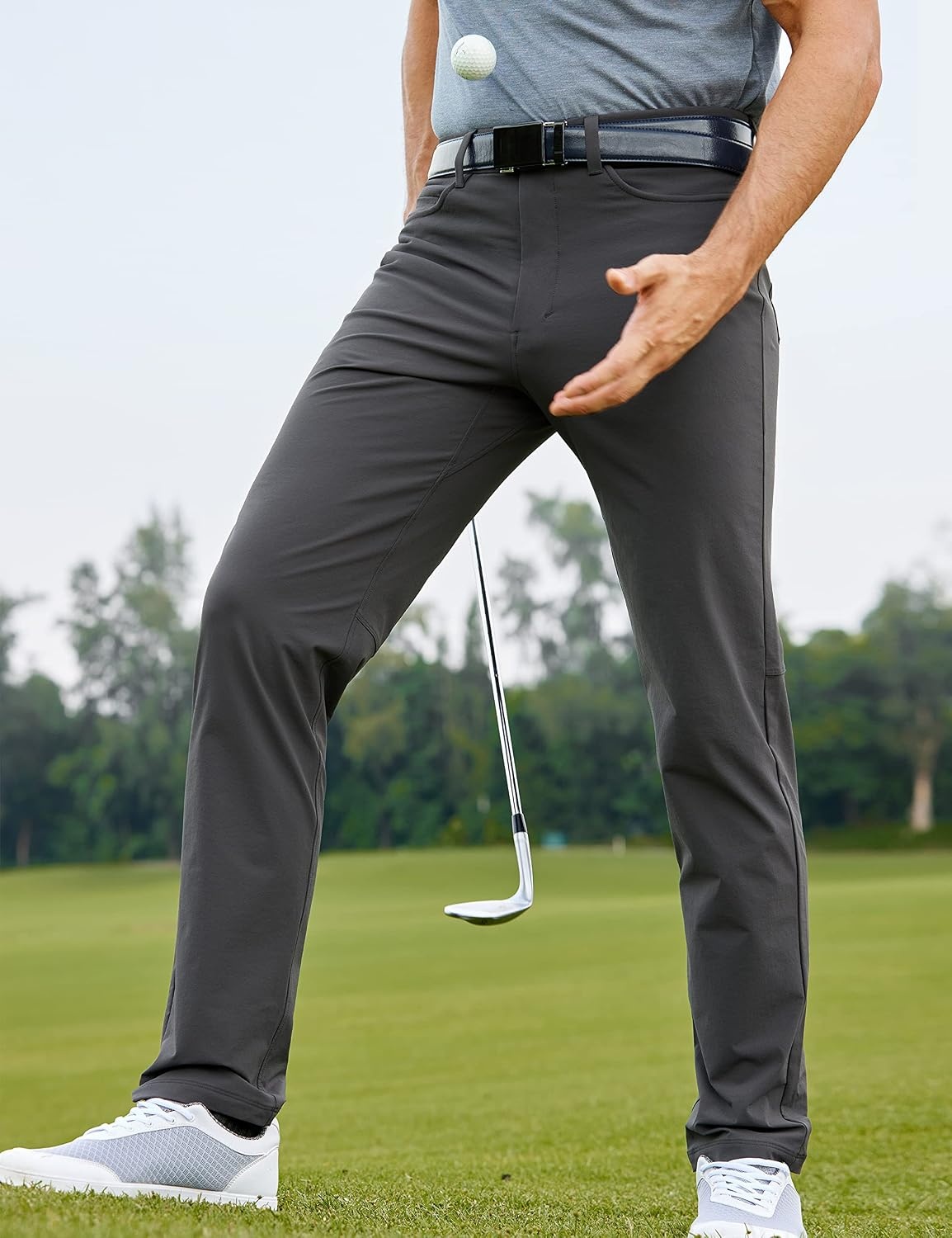 image:imageCRZ YOGA All Day Comfy 5Pocket Golf Pants for Men Quick Dry Lightweight Casual Work Stretch TrousersInk Gray