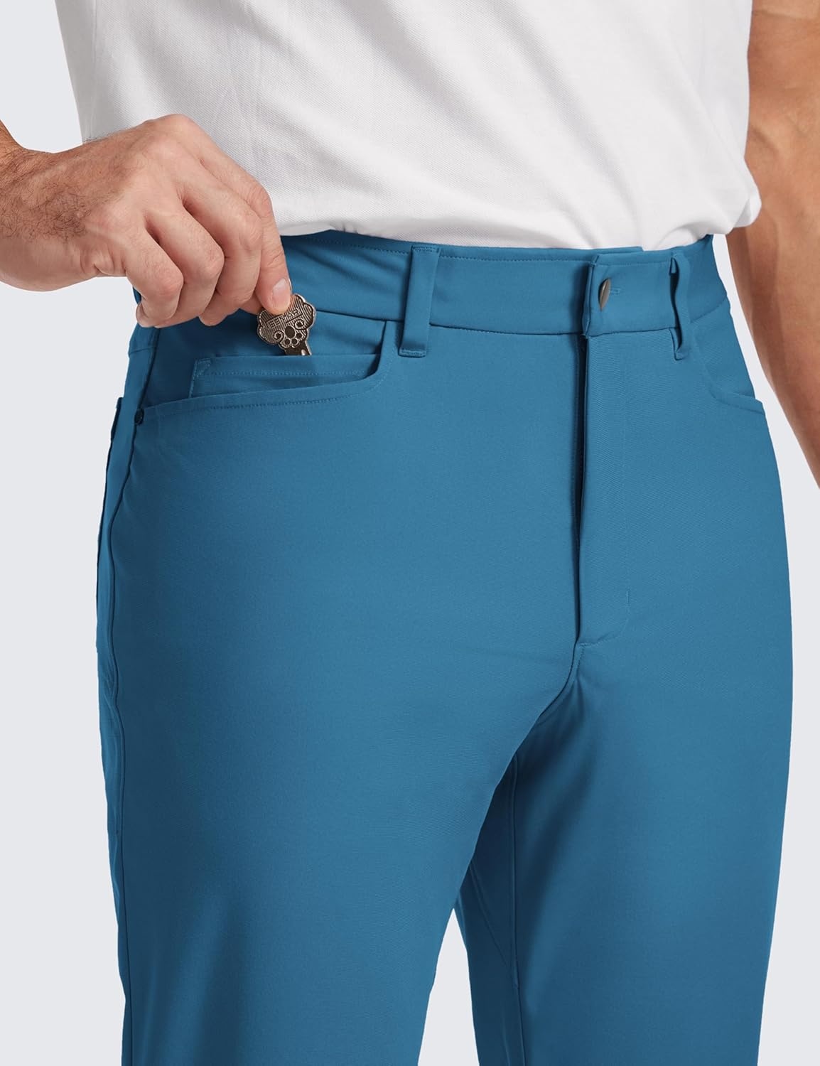 image:imageCRZ YOGA All Day Comfy 5Pocket Golf Pants for Men Quick Dry Lightweight Casual Work Stretch TrousersIron Blue