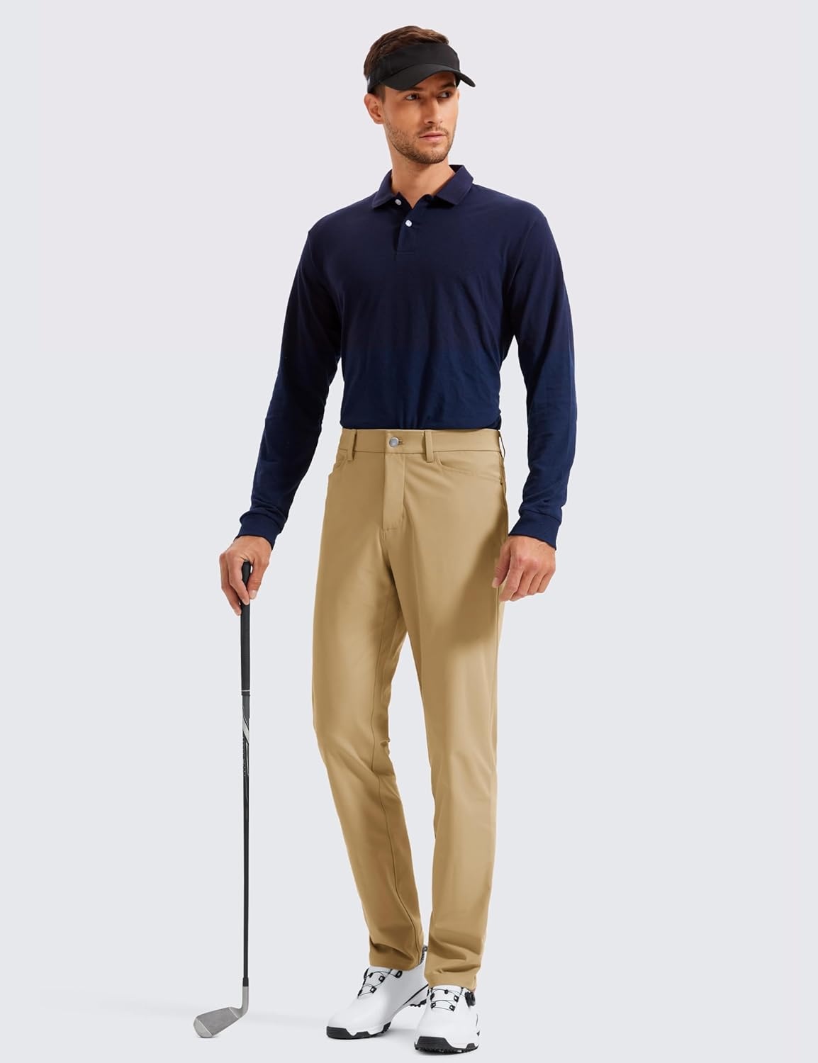 image:imageCRZ YOGA All Day Comfy 5Pocket Golf Pants for Men Quick Dry Lightweight Casual Work Stretch TrousersKhaki Sand