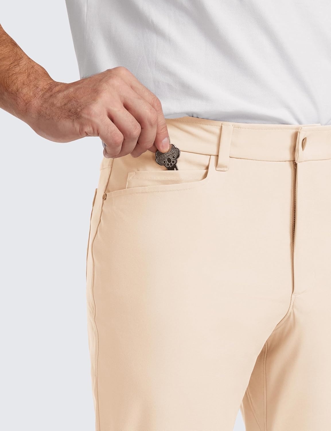 image:imageCRZ YOGA All Day Comfy 5Pocket Golf Pants for Men Quick Dry Lightweight Casual Work Stretch TrousersRaw Linen