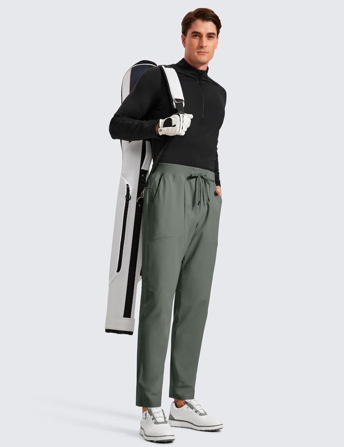 image:imageCRZ YOGA All Day Comfy PullOn Golf Pants for Men 31 Quick Dry Lightweight Work Casual Pants with PocketsGrey Sage