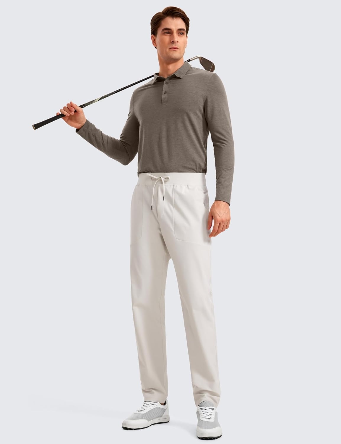 image:imageCRZ YOGA All Day Comfy PullOn Golf Pants for Men 31 Quick Dry Lightweight Work Casual Pants with PocketsMilky White Bone