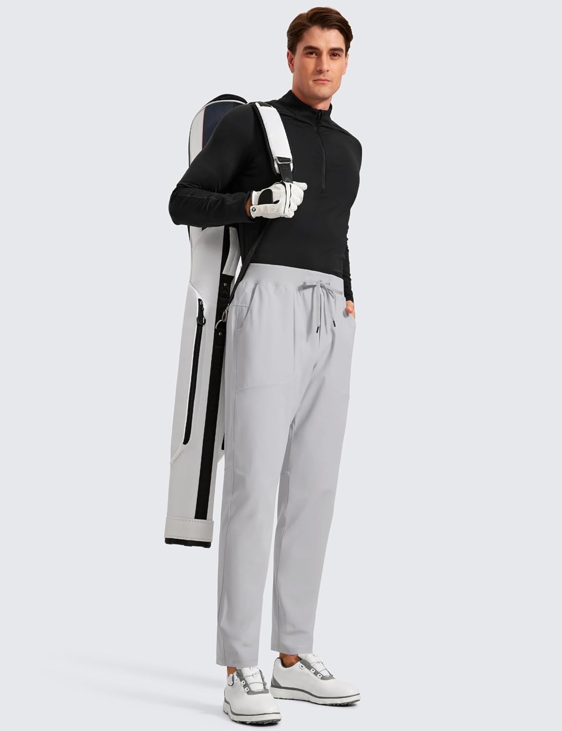 image:imageCRZ YOGA All Day Comfy PullOn Golf Pants for Men 31 Quick Dry Lightweight Work Casual Pants with PocketsPlatinum Grey