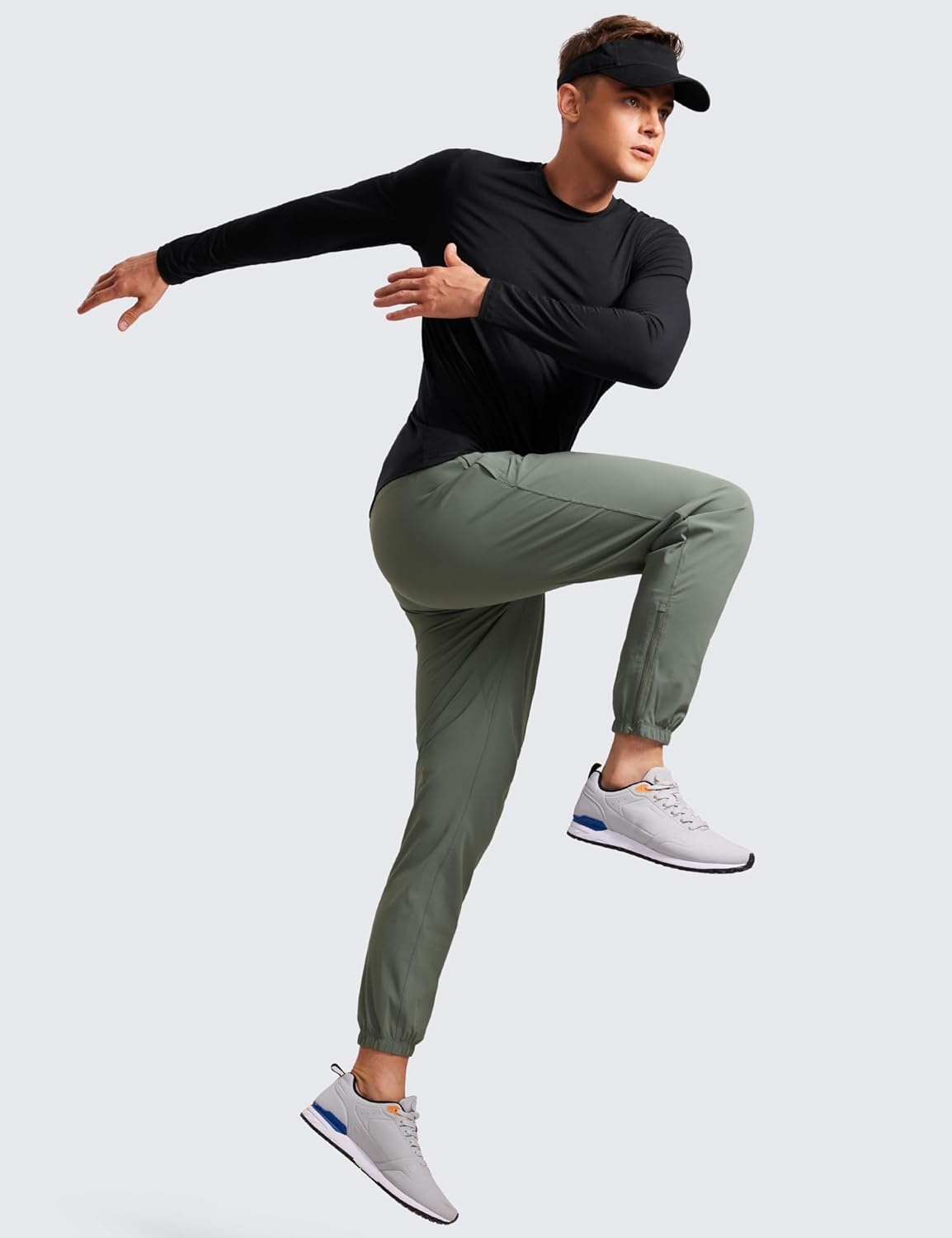image:imageCRZ YOGA Athletic Joggers for Men 29 Lightweight Running Training Pants with Zip Pockets and Ankle ZippersGrey Sage