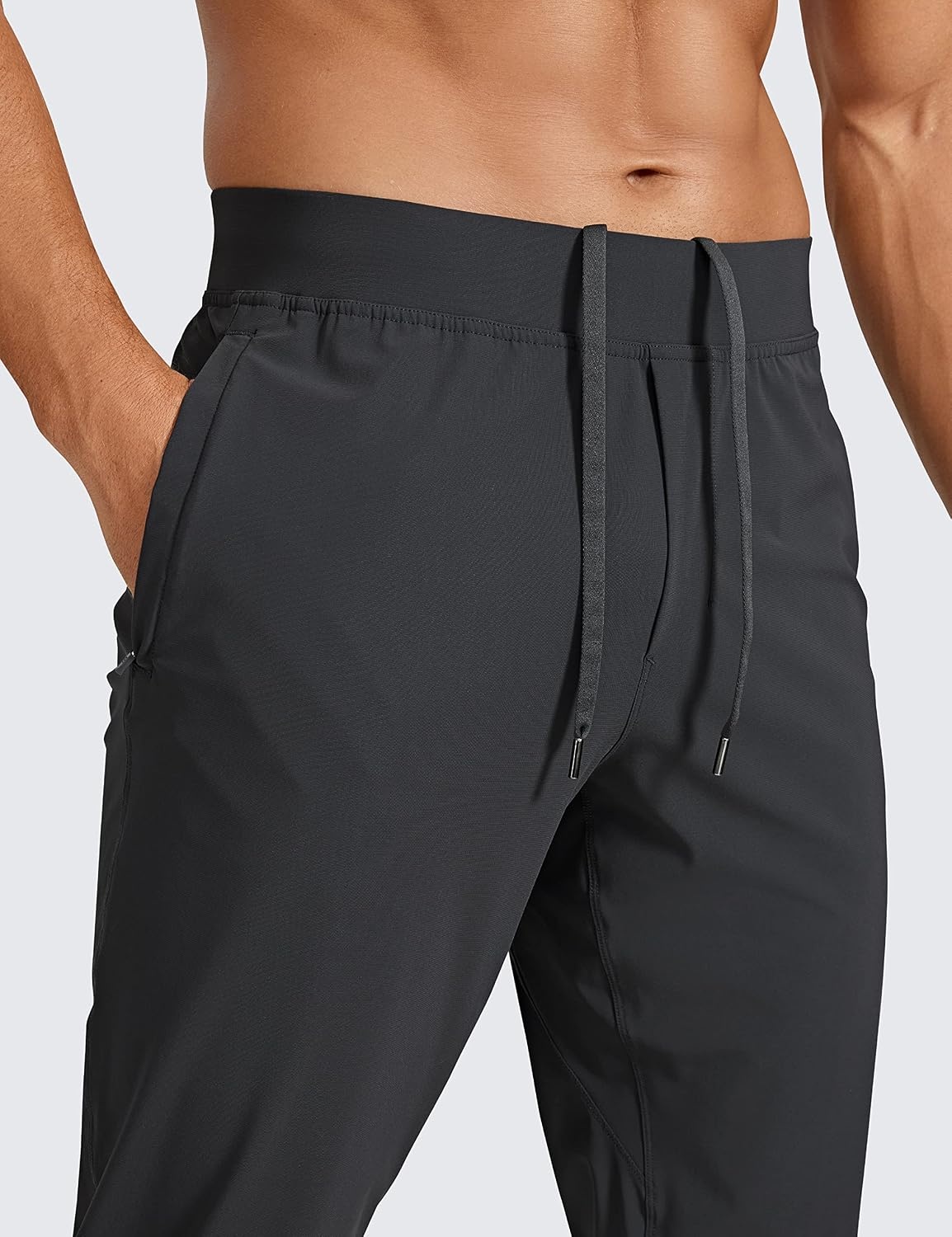 image:imageCRZ YOGA Athletic Joggers for Men 29 Lightweight Running Training Pants with Zip Pockets and Ankle ZippersInk Gray