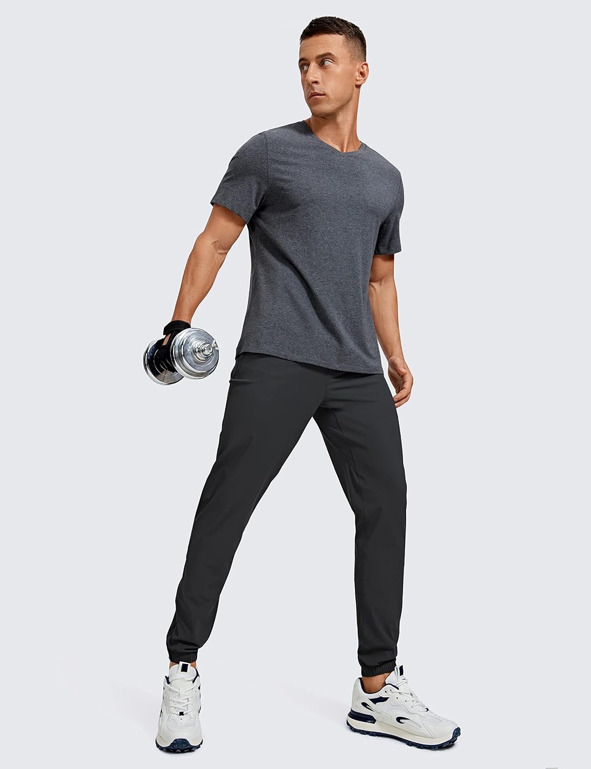 image:imageCRZ YOGA Athletic Joggers for Men 29 Lightweight Running Training Pants with Zip Pockets and Ankle ZippersInk Gray