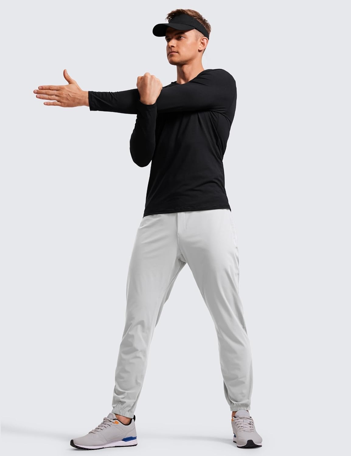 image:imageCRZ YOGA Athletic Joggers for Men 29 Lightweight Running Training Pants with Zip Pockets and Ankle ZippersPlatinum Grey