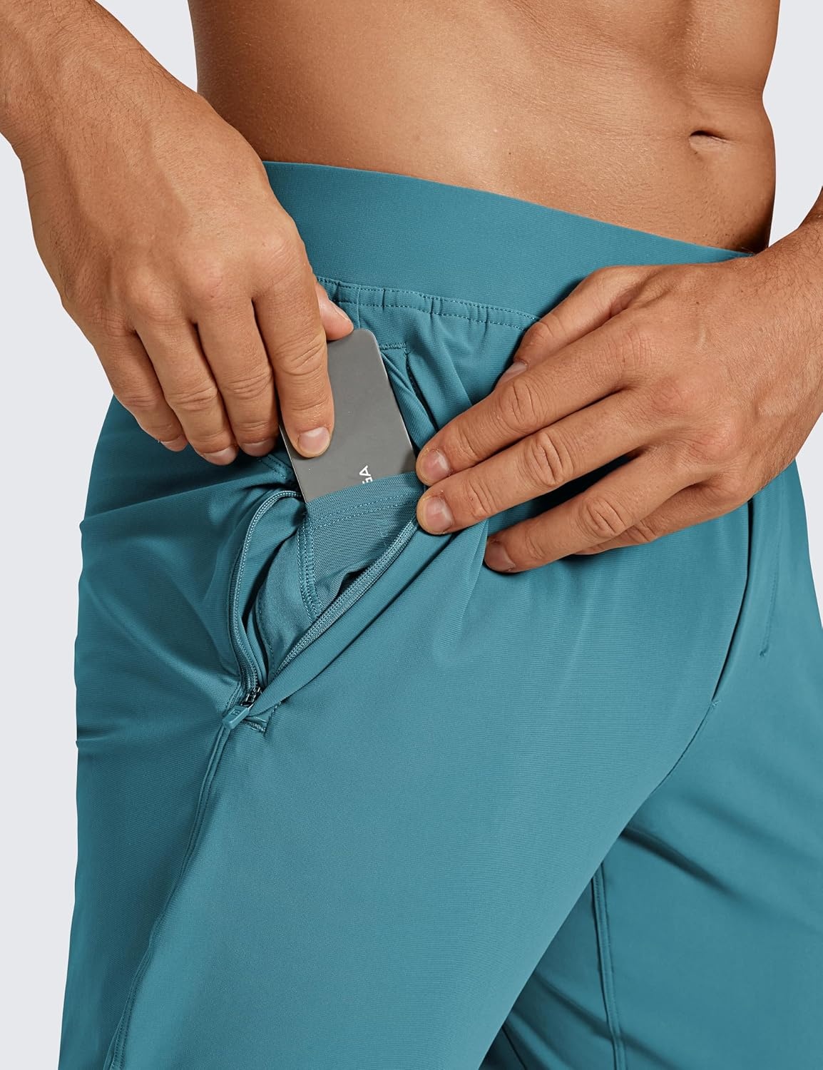 image:imageCRZ YOGA Athletic Joggers for Men 29 Lightweight Running Training Pants with Zip Pockets and Ankle ZippersWashed Blue