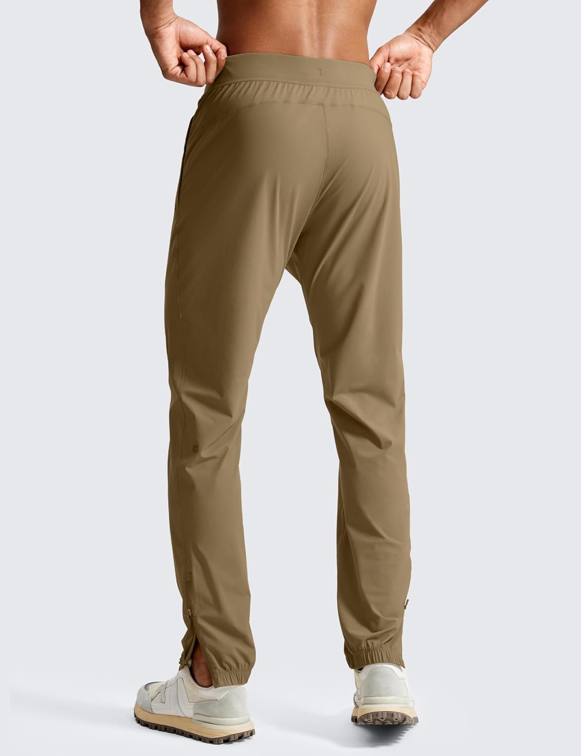 image:imageCRZ YOGA Athletic Joggers for Men 31 Lightweight Running Training Pants with Zip Pockets and Ankle ZippersArtifact Brown