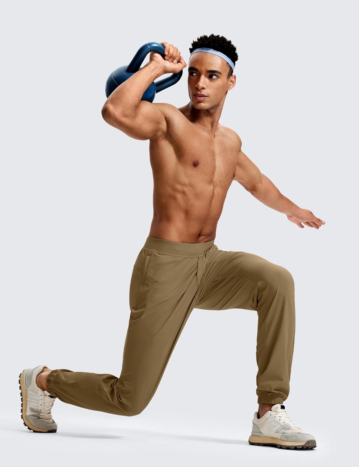 image:imageCRZ YOGA Athletic Joggers for Men 31 Lightweight Running Training Pants with Zip Pockets and Ankle ZippersArtifact Brown
