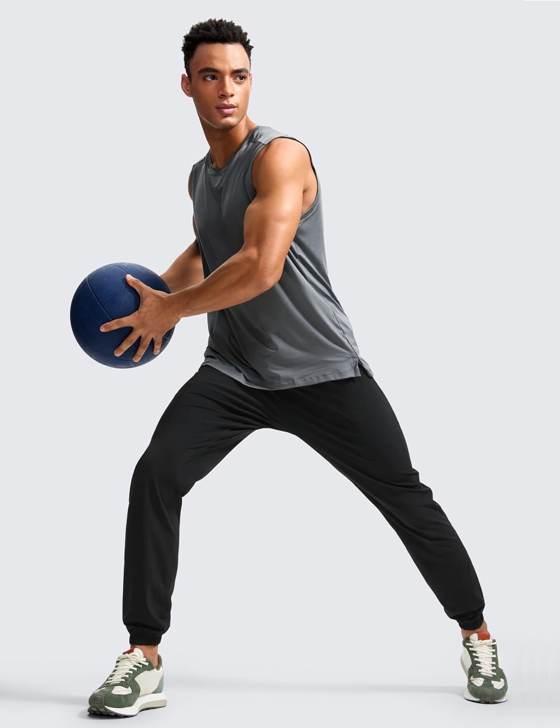 image:imageCRZ YOGA Athletic Joggers for Men 31 Lightweight Running Training Pants with Zip Pockets and Ankle ZippersBlack