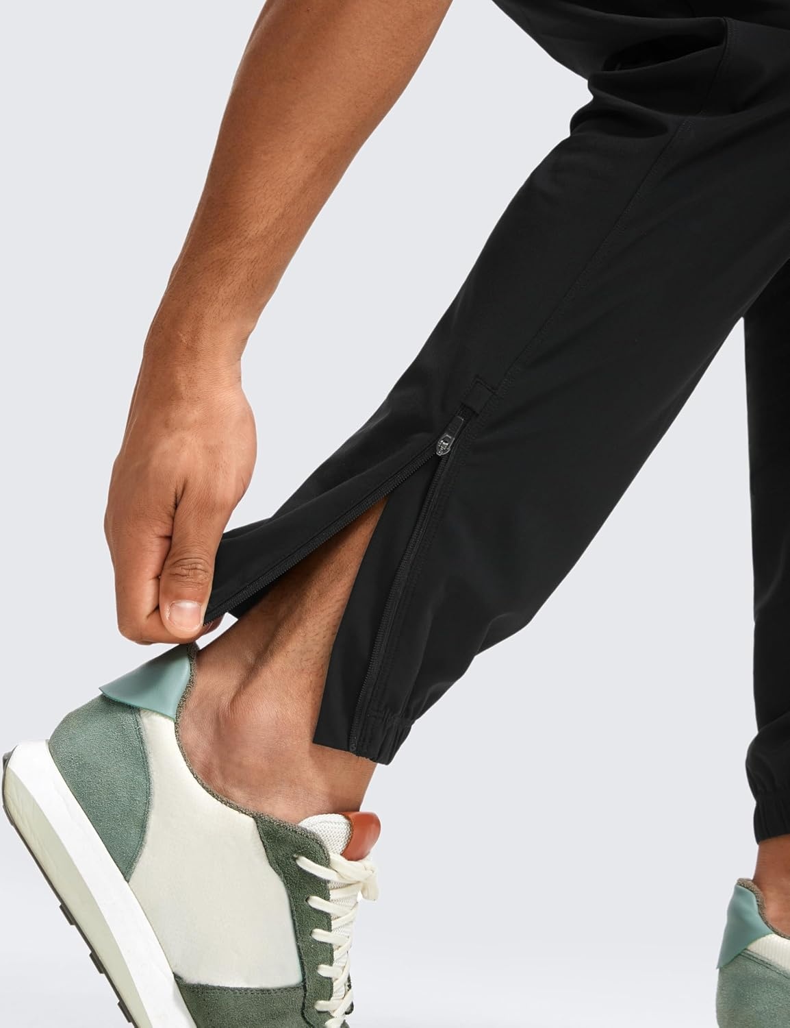 image:imageCRZ YOGA Athletic Joggers for Men 31 Lightweight Running Training Pants with Zip Pockets and Ankle ZippersBlack