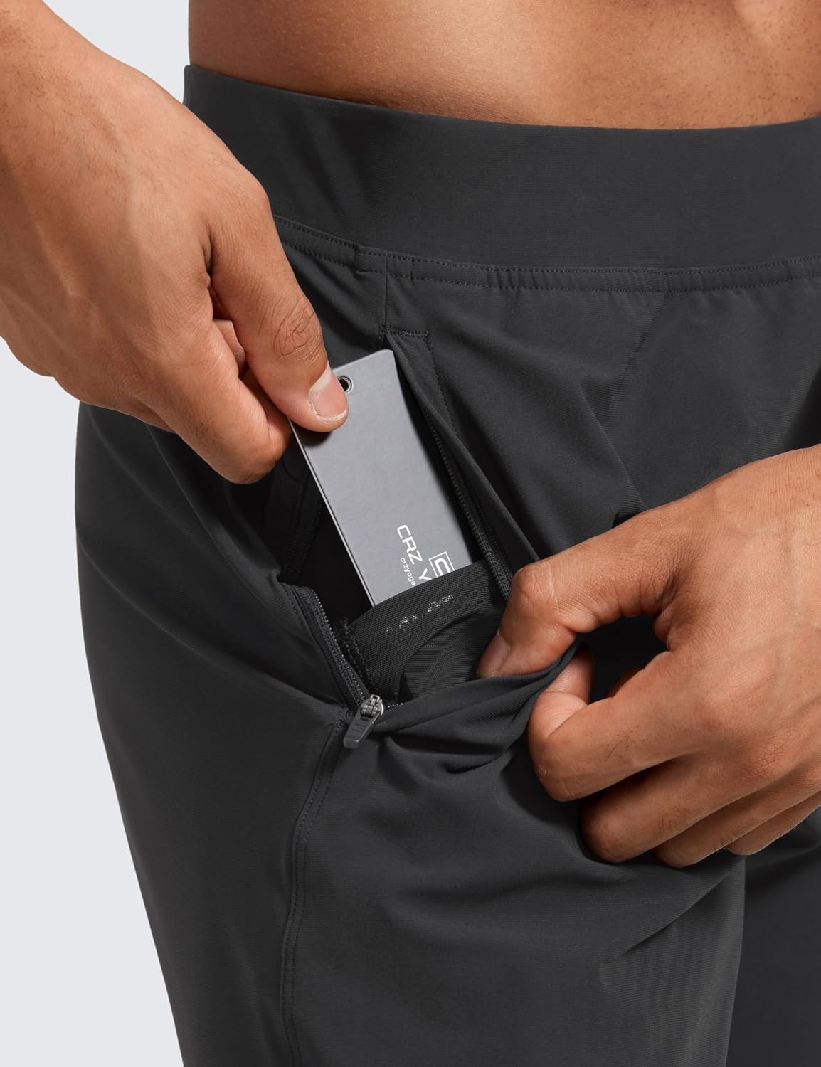 image:imageCRZ YOGA Athletic Joggers for Men 31 Lightweight Running Training Pants with Zip Pockets and Ankle ZippersInk Gray
