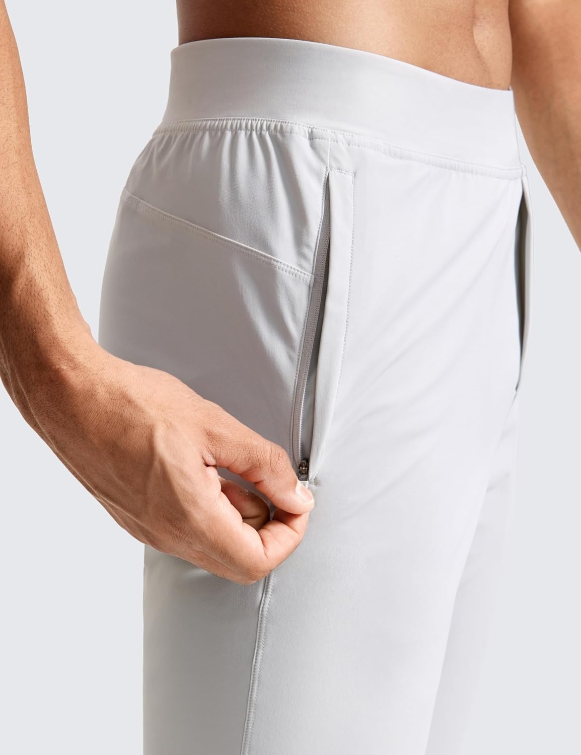 image:imageCRZ YOGA Athletic Joggers for Men 31 Lightweight Running Training Pants with Zip Pockets and Ankle ZippersPlatinum Grey