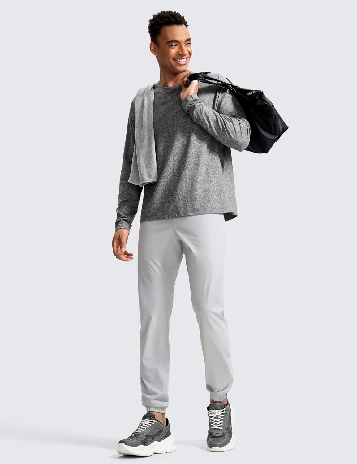 image:imageCRZ YOGA Athletic Joggers for Men 31 Lightweight Running Training Pants with Zip Pockets and Ankle ZippersPlatinum Grey
