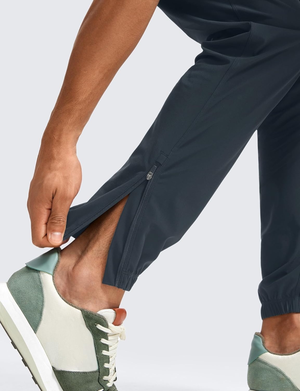 image:imageCRZ YOGA Athletic Joggers for Men 31 Lightweight Running Training Pants with Zip Pockets and Ankle ZippersTrue Navy
