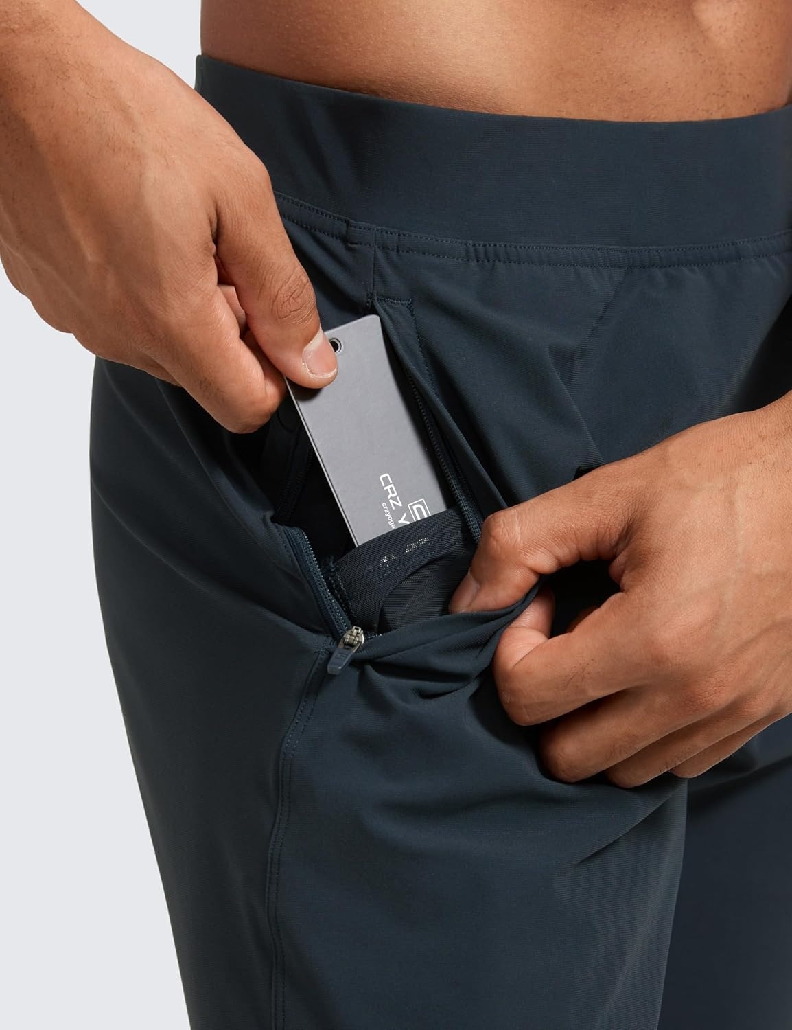 image:imageCRZ YOGA Athletic Joggers for Men 31 Lightweight Running Training Pants with Zip Pockets and Ankle ZippersTrue Navy