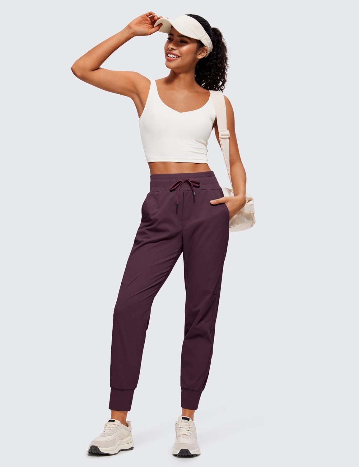 image:imageCRZ YOGA Athletic Joggers for Women 275 Lightweight Travel Outdoor Hiking Pants with PocketsArctic Plum