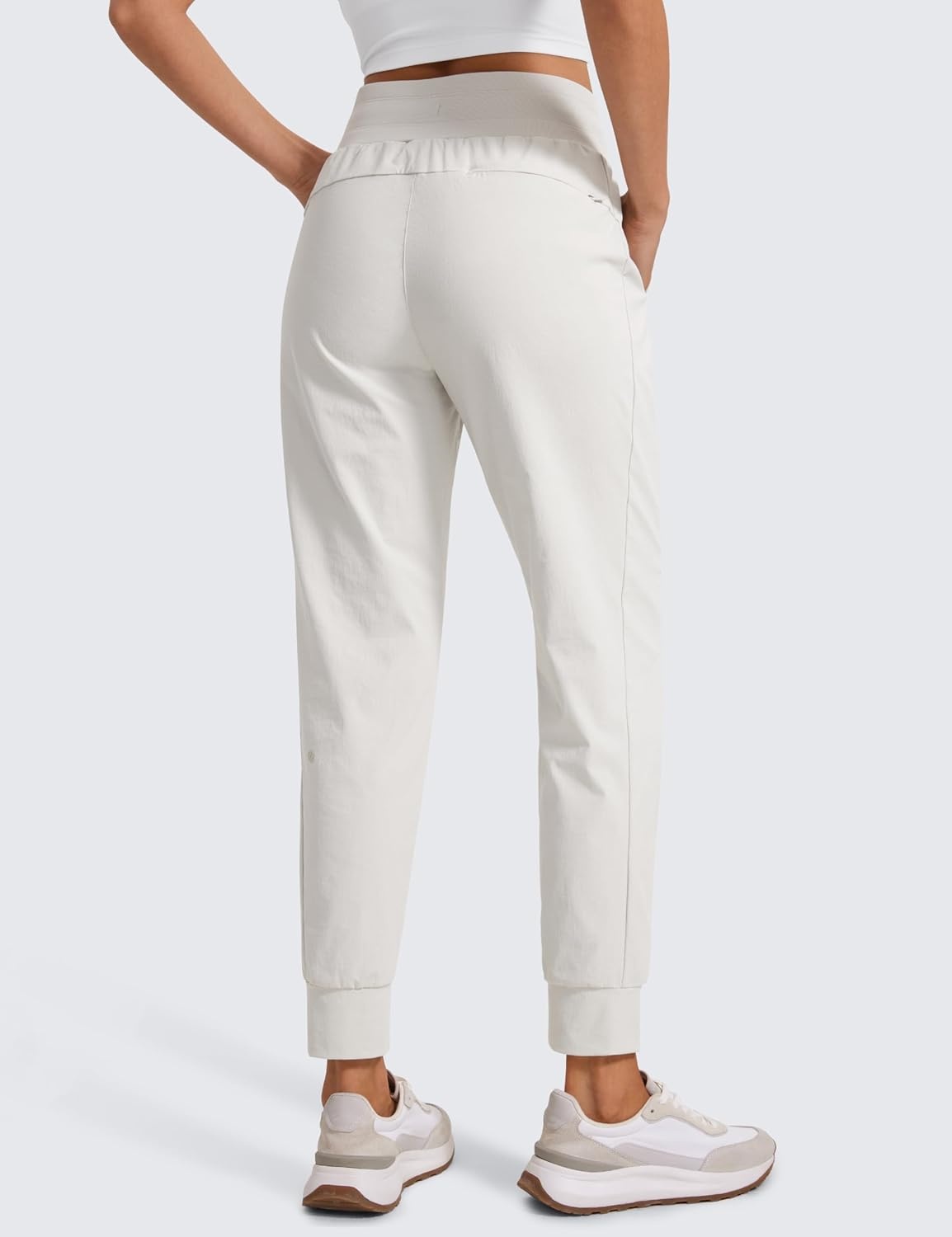 image:imageCRZ YOGA Athletic Joggers for Women 275 Lightweight Travel Outdoor Hiking Pants with PocketsMilky White Bone