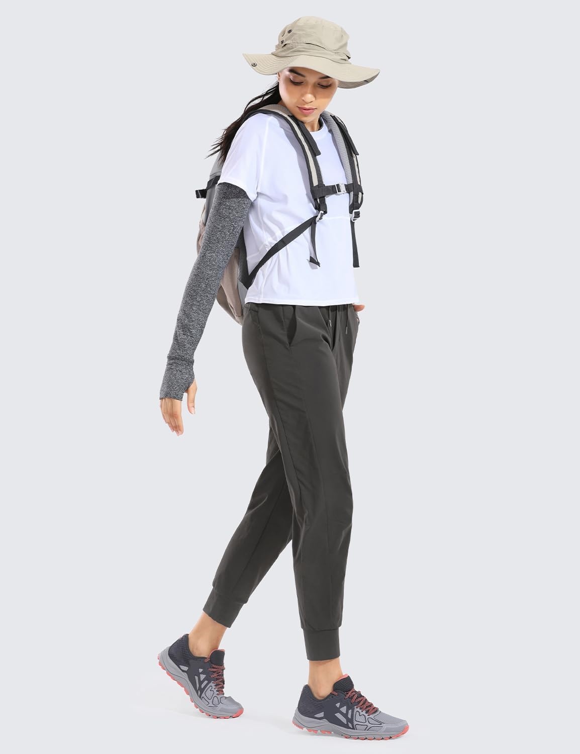 image:imageCRZ YOGA Athletic Joggers for Women 275 Lightweight Travel Outdoor Hiking Pants with PocketsMountain Green