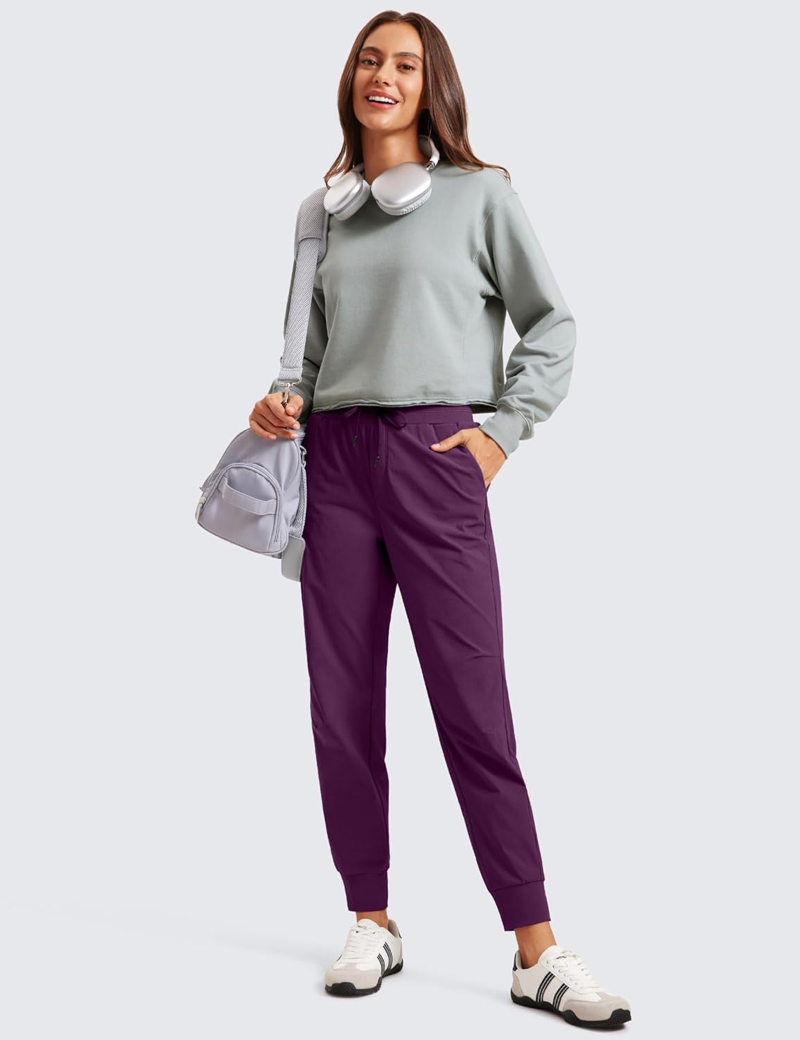 image:imageCRZ YOGA Athletic Joggers for Women 275 Lightweight Travel Outdoor Hiking Pants with PocketsPlum Magenta