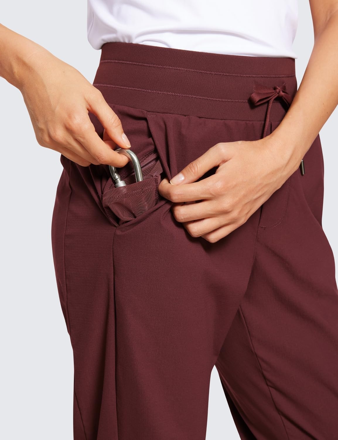 image:imageCRZ YOGA Athletic Joggers for Women 275 Lightweight Travel Outdoor Hiking Pants with PocketsRed Merlot
