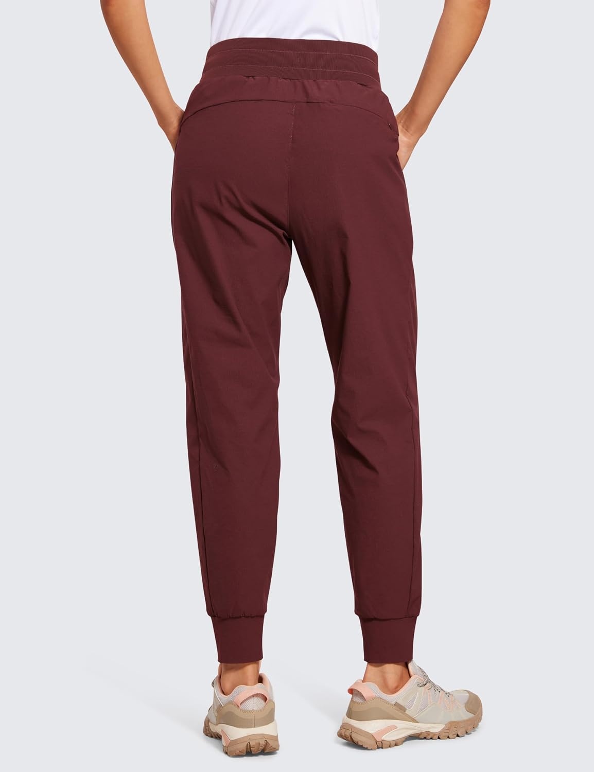 image:imageCRZ YOGA Athletic Joggers for Women 275 Lightweight Travel Outdoor Hiking Pants with PocketsRed Merlot