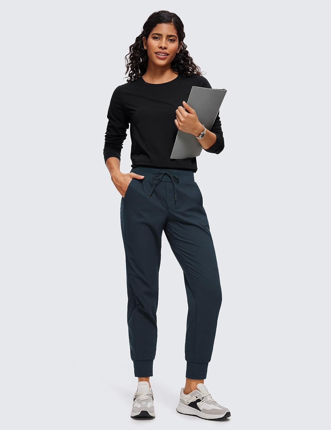 image:imageCRZ YOGA Athletic Joggers for Women 275 Lightweight Travel Outdoor Hiking Pants with PocketsTrue Navy