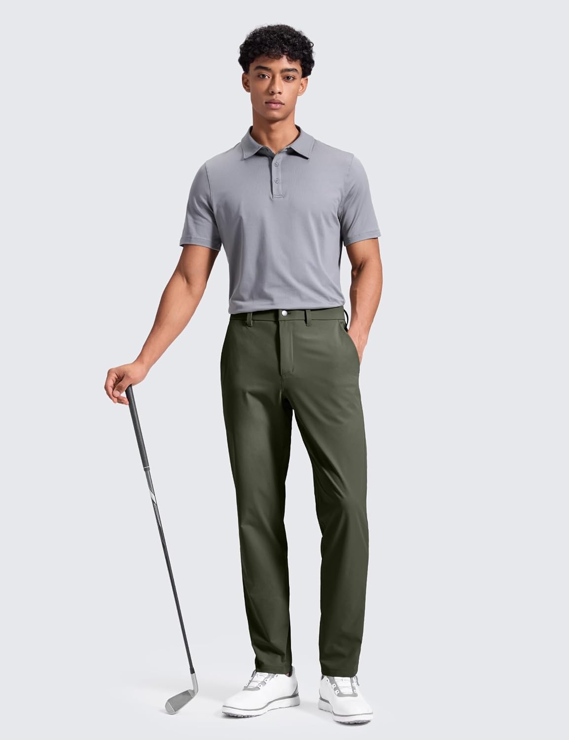 image:imageCRZ YOGA Breeze Comfy Golf Pants for Men 3032 Lightweight Quick Dry Casual Athletic Work Dress Trousers with PocketsLight Army Green