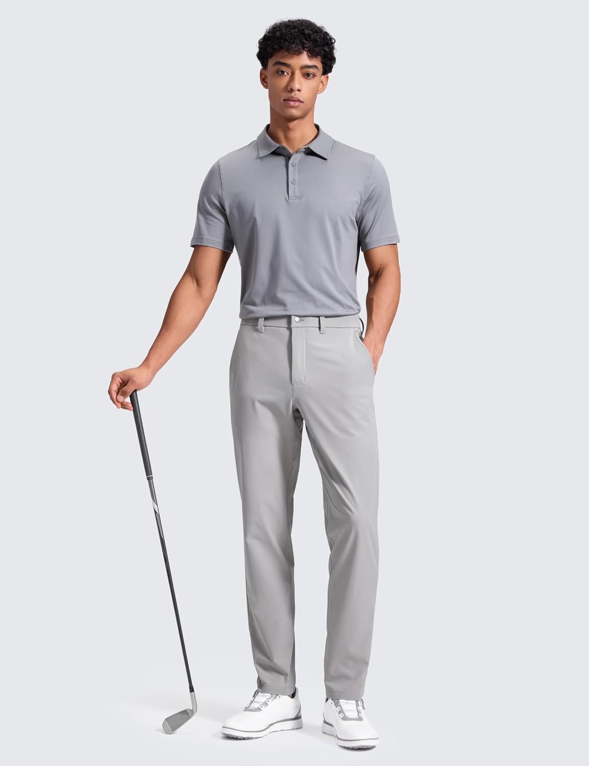 image:imageCRZ YOGA Breeze Comfy Golf Pants for Men 3032 Lightweight Quick Dry Casual Athletic Work Dress Trousers with PocketsLinen Grey