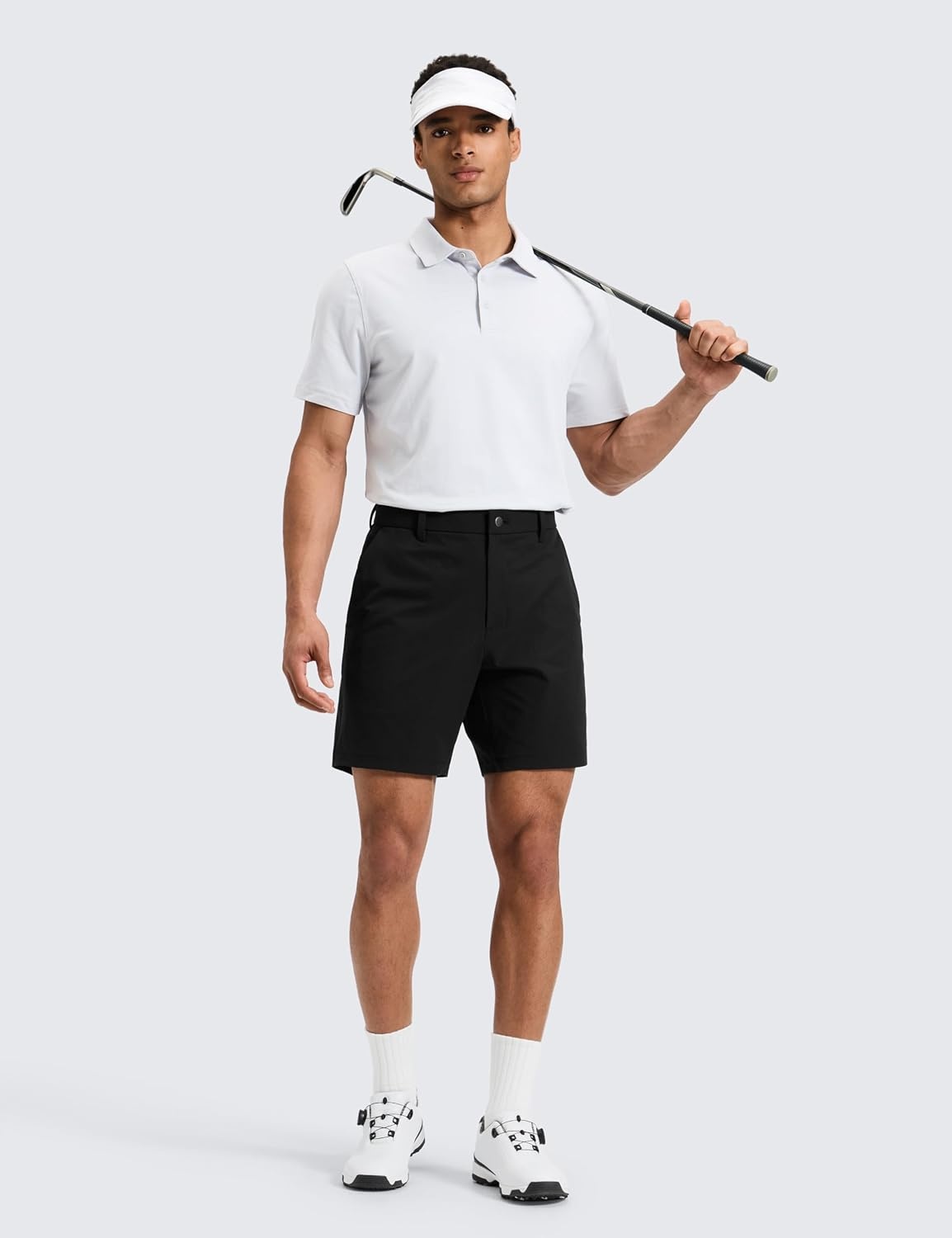 image:imageCRZ YOGA Breeze Comfy Golf Shorts for Men 7 Lightweight Quick Dry Casual Athletic Work Flat Front with PocketsBlack